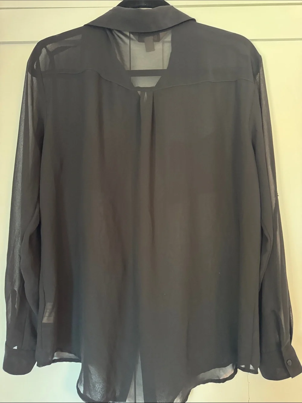 Decree Black Sheer Long-Sleeve Button-Up Shirt